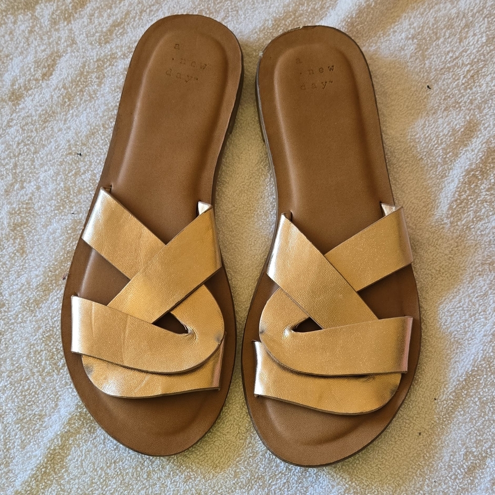 A New Day Women's Gold Crisscross Sandals